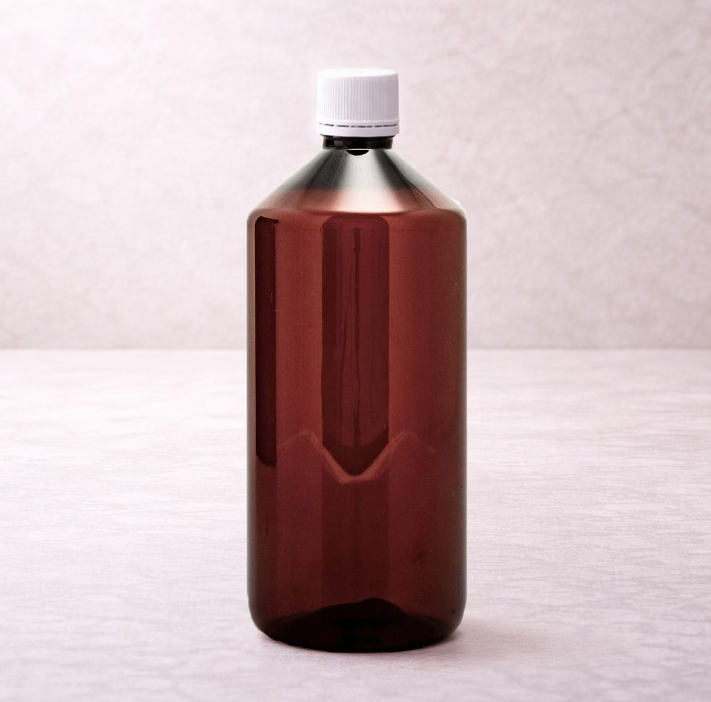 Flacon plastique brun 1L + cap.