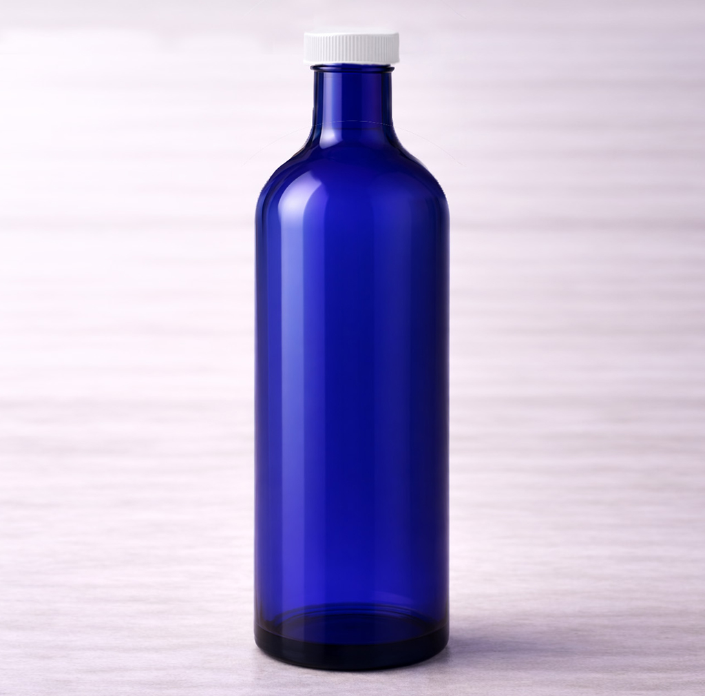 Flacon plastique bleu 200ml + bouchon blanc