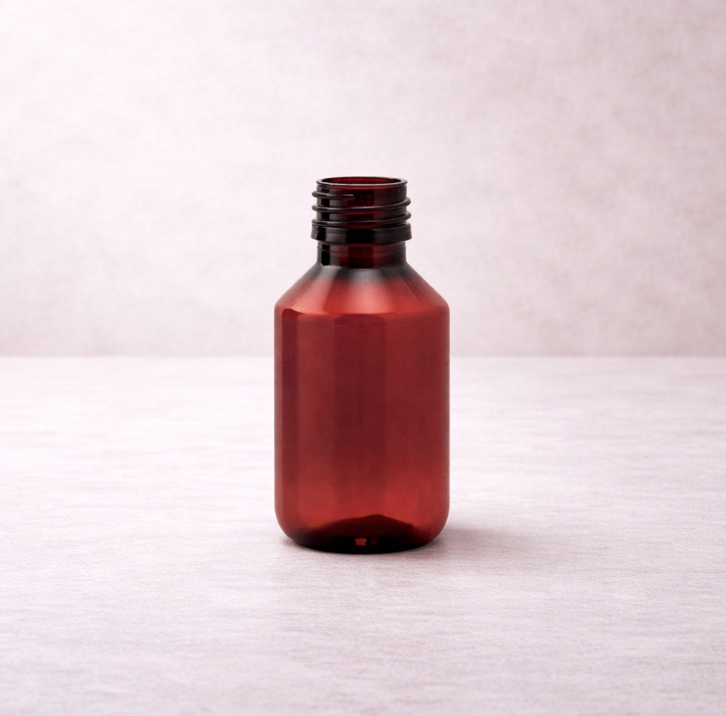 Bruine plastic fles 100ml