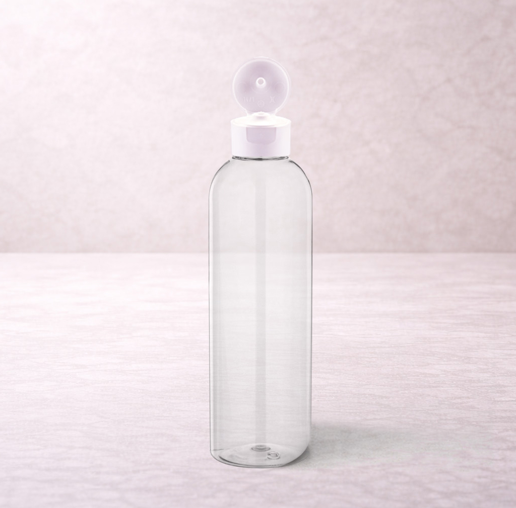 Flacon plastique Transparent 200ml + bouchon clape