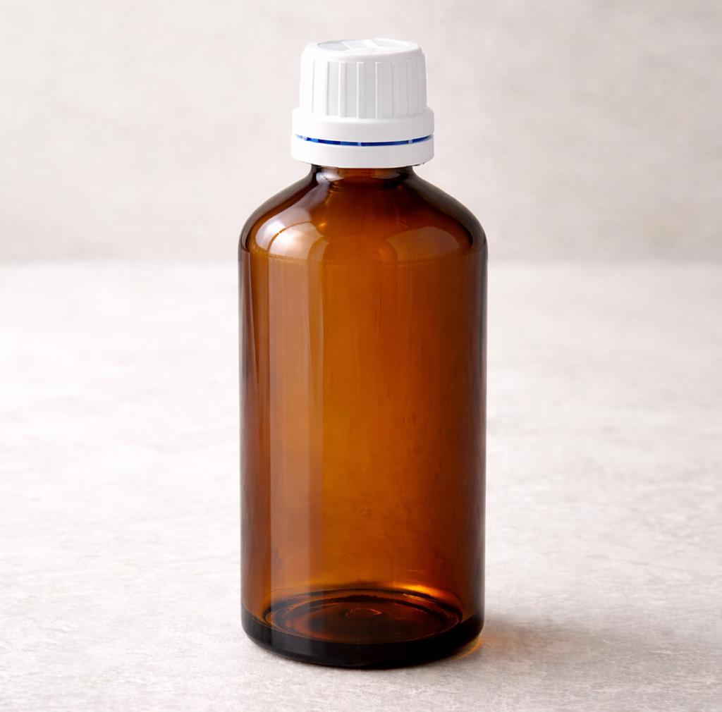 Flacon verre brun 100ml + bouchon cpte-goutte