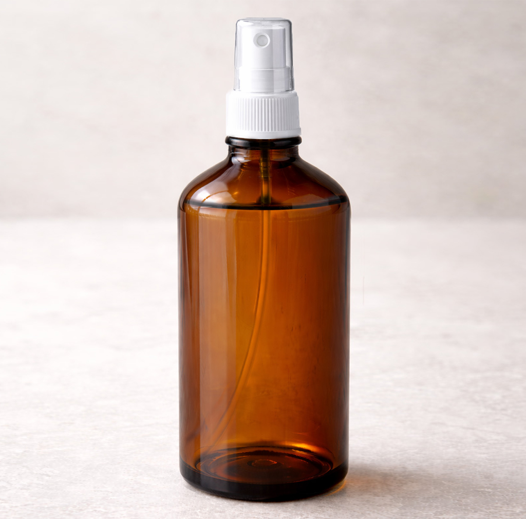 Flacon verre brun 100ml + spray